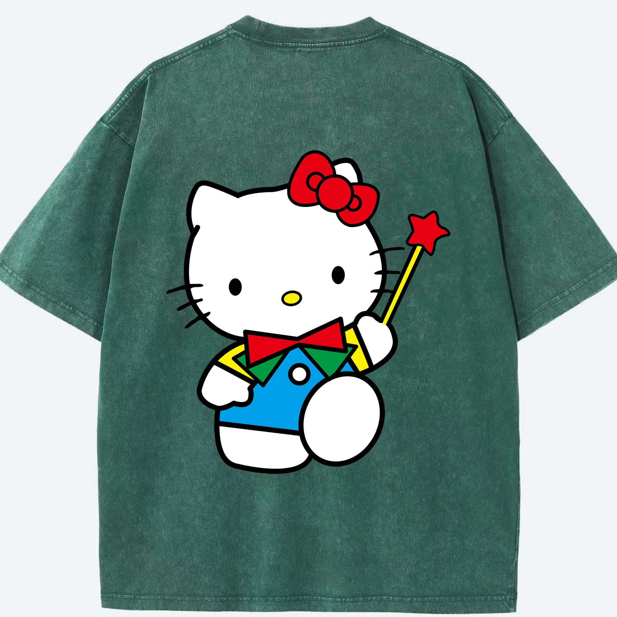 （画像用） Hello Kitty ハローキティ 綿100% ヴィンテージ風 半袖Tシャツ（背面プリント）